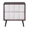 2-Drawer Nightstand for Bedroom, Mordern Wood+Linen Bedside Table with Classic Design,Walnut+Beige