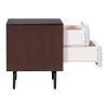 2-Drawer Nightstand for Bedroom, Mordern Wood+Linen Bedside Table with Classic Design,Walnut+Beige