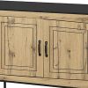 Sideboard Buffet Cabinet, Wooden Storage Cabinet with Adjustable Shelves, Modern 4 Door Console Table for Home Kitchen Living Room Wood