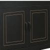 Sideboard Buffet Cabinet, Wooden Storage Cabinet with Adjustable Shelves, Modern 4 Door Console Table for Home Kitchen Living Room Black