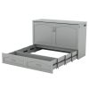 Queen Size Murphy Bed Wall Bed with drawer and a set of Sockets & USB Ports, Pulley Structure Design, Gray