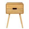 Wood Nightstand End Side Table with Drawer & Solid Wood Legs for Living Room, Bedroom
