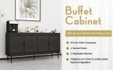 Sideboard Buffet Cabinet, Wooden Storage Cabinet with Adjustable Shelves, Modern 4 Door Console Table for Home Kitchen Living Room Black