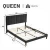 Queen Size Platform Bed with Upholstered Headboard and Slat Support, Heavy Duty Mattress Foundation, No Box Spring Required, Easy to Assemble, Black