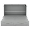 Queen Size Murphy Bed Wall Bed with drawer and a set of Sockets & USB Ports, Pulley Structure Design, Gray