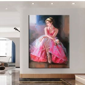 Hand Oil Pianting Ballerina fine art Dancer Handmade oil painting on Canvas female Ballet Artist Wall Art Living Room Bedroom Home Decor (size: 50x70cm)
