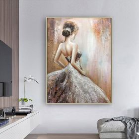Hand Oil Pianting Ballerina fine art Dancer Handmade oil painting on Canvas female Ballet Artist Wall Art Living Room Bedroom Home Decor (size: 60x90cm)