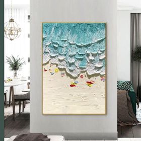 Thick Texture People On The Beach Handmade Abstract Oil Painting Unframed Custom Artwork China Import Item Decoration For Home (size: 90x120cm)