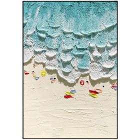 Thick Texture People On The Beach Handmade Abstract Oil Painting Unframed Custom Artwork China Import Item Decoration For Home (size: 75x150cm)