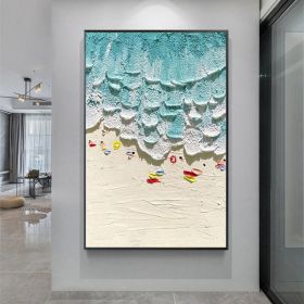 Thick Texture People On The Beach Handmade Abstract Oil Painting Unframed Custom Artwork China Import Item Decoration For Home (size: 50x70cm)