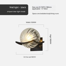 Simple Bedroom Bedside European Wall Lamp (Option: Black Striped Clear Cover-12W White Light)